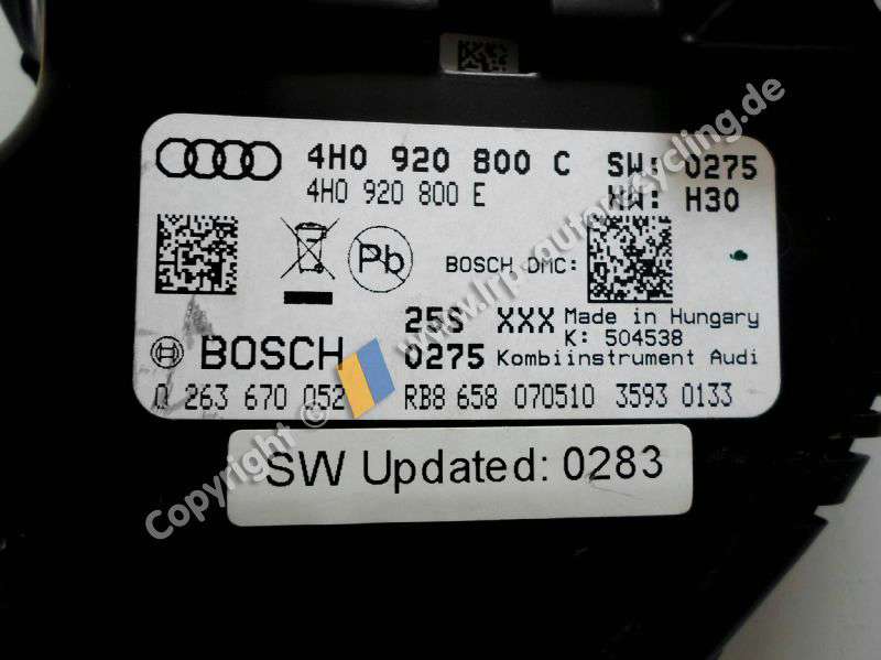 Audi A8 D4 4H Tacho Kombiinstrument 4H0920800C 0263670052 BOSCH BJ2010